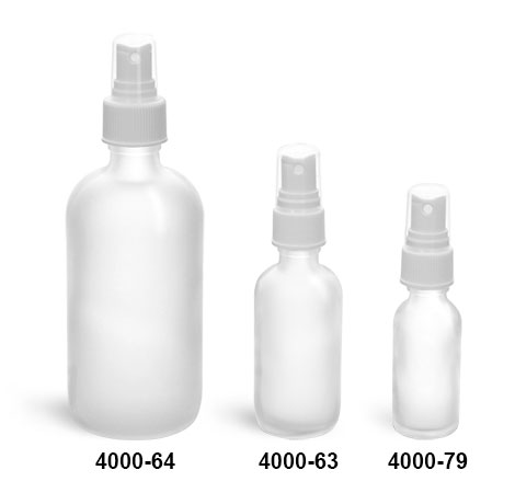 Download Sks Bottle Packaging Glass Bottles Clear Frosted Glass Boston Round Bottles W White Ribbed Fine Mist Sprayers