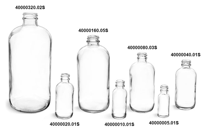 Glass Bottles, Clear Glass Rounds (Bulk)