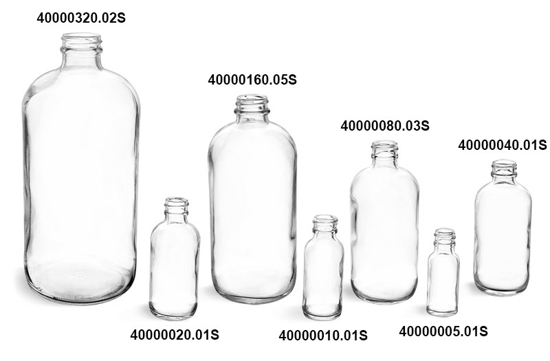 Glass Bottles, Clear Glass Rounds (Bulk)