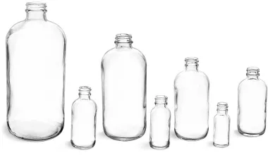 Clear Glass Round Bottles (Bulk), Caps NOT Included
