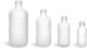 Frosted Glass Round Bottles (Bulk), Caps NOT Included