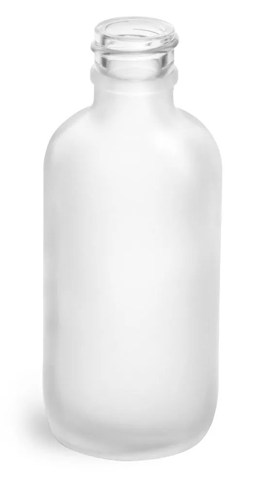 2 oz       Frosted Glass Round Bottles (Bulk), Caps NOT Included