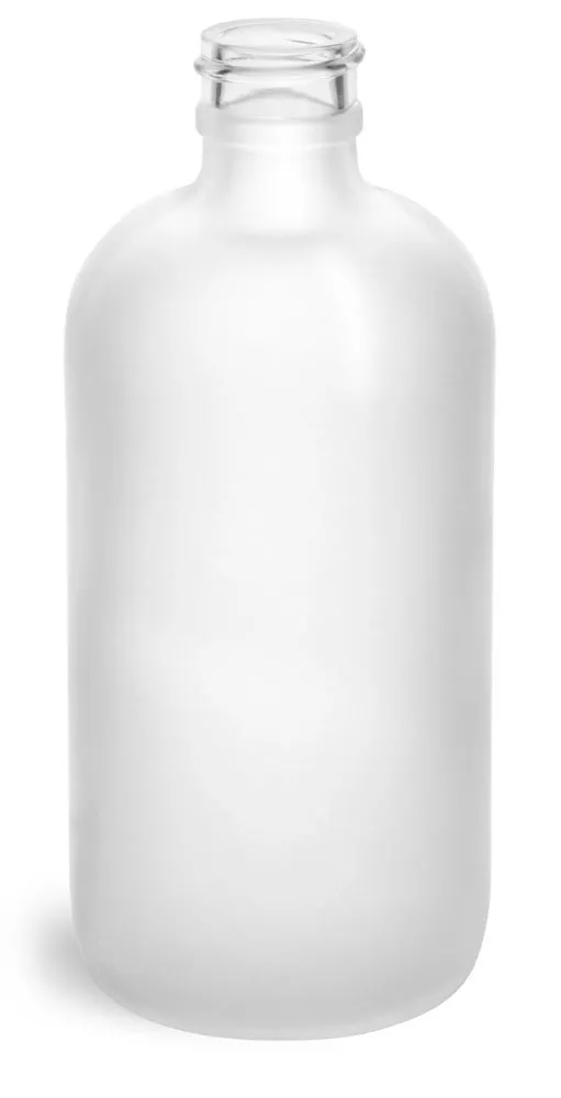 8 oz       Frosted Glass Round Bottles (Bulk), Caps NOT Included