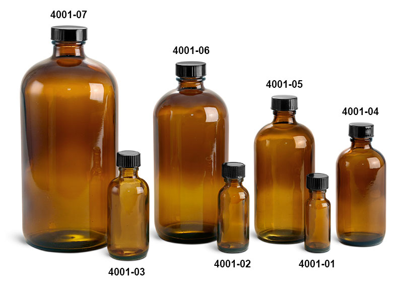 SKS Bottle & Packaging - Glass Bottles, Amber Glass Boston Round ...