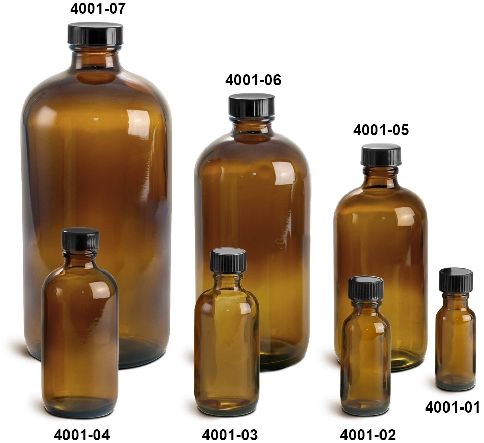 Amber Glass Boston Round Bottle with Graduated Measurement Glass Dropper  (12 Pack)