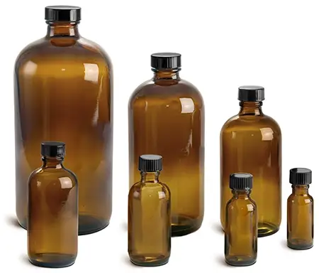 16 oz Amber Glass Straight Sided Squat Jars *Bulk Pallet* - 5001B59BULK