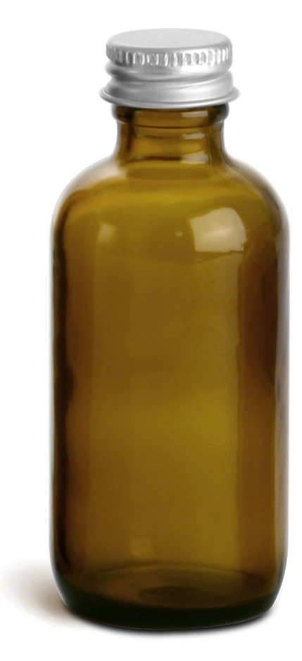 2 oz         Amber Glass Round Bottles w/ Lined Aluminum Caps
