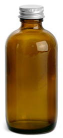 4 oz         Amber Glass Round Bottles w/ Lined Aluminum Caps