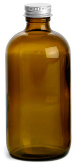 8 oz         Amber Glass Round Bottles w/ Lined Aluminum Caps