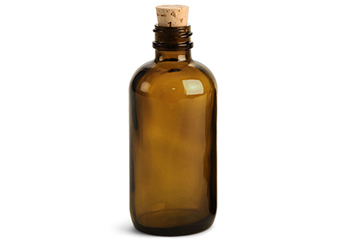 Glass Bottles, Amber Glass Boston Round Bottles w/ Cork Stoppers