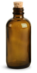 Amber Glass Boston Rounds w/ Cork Stoppers