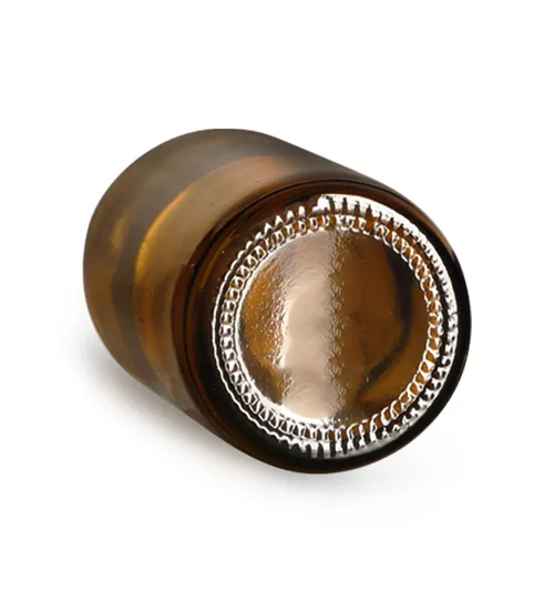  Amber Glass Bottles, Boston Round Bottles w/ Black Pumps 