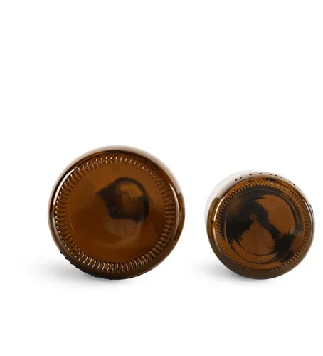 8 oz Amber Glass Boston Round Bottles w/ Black Polypropylene Mini Trigger Sprayers