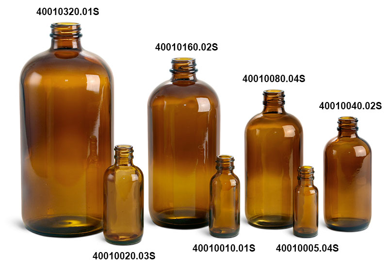 Sks Bottle And Packaging Amber Glass Round Bottles Bulk Caps Not Included 2935