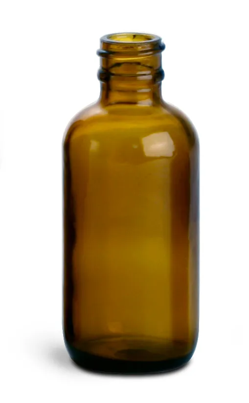 2 oz        Amber Glass Round Bottles