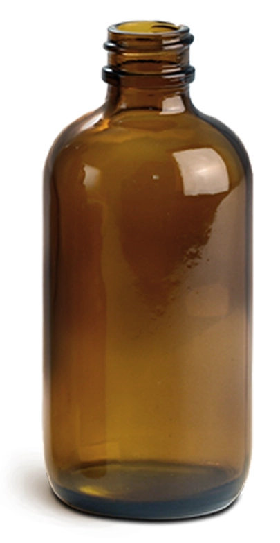 4 oz        Amber Glass Round Bottles (Bulk), Caps NOT Included
