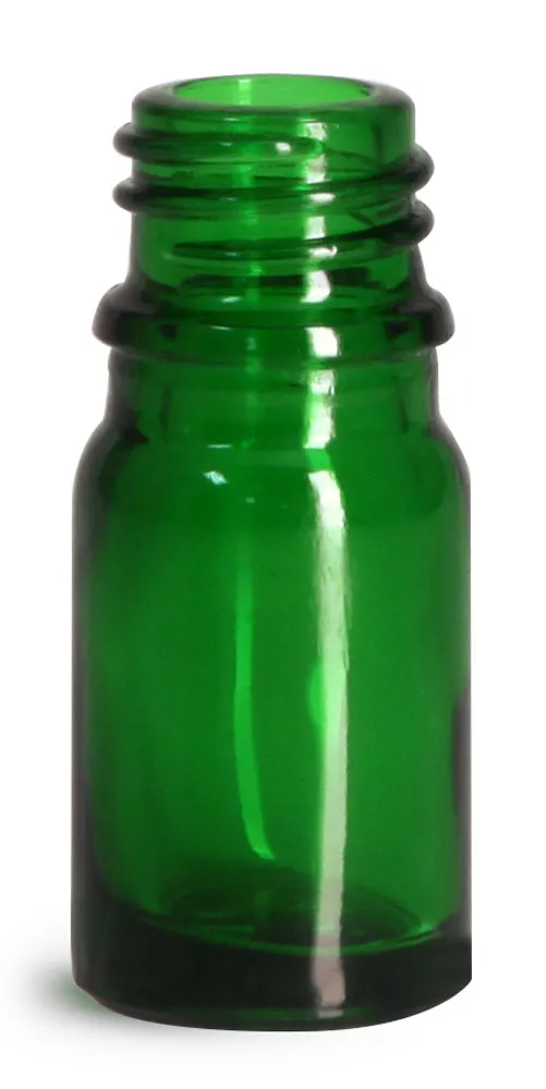 5 ml Glass Bottles, Green Glass Euro Dropper Bottles (Bulk), Caps NOT Included