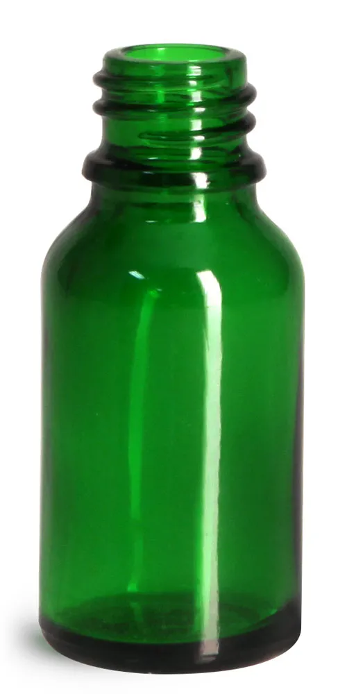 15 ml Glass Bottles, Green Glass Euro Dropper Bottles (Bulk), Caps NOT Included