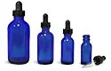 Blue  Boston Round Bottles with Black Droppers