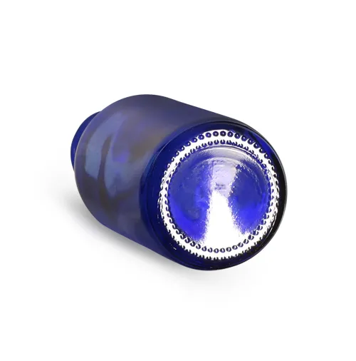  Blue Glass Boston Round Bottles w/ Black Treatment Pumps 