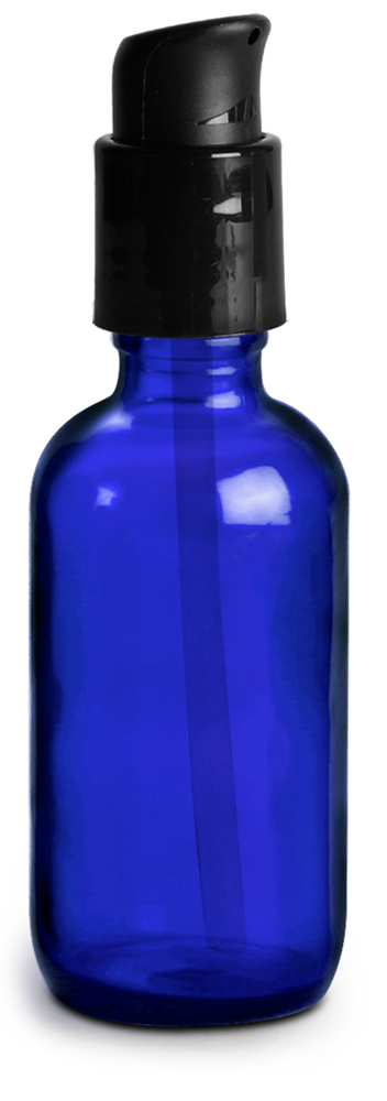 Sks Bottle And Packaging 1 Oz Glass Bottles Blue Glass Boston Round Bottles W Black Treatment 6554