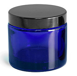 Blue Cobalt Glass Jars w/ Lined Black Phenolic Caps