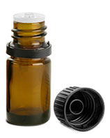 5 ml Amber Glass Euro Dropper Bottles w/ Black Tamper Evident Caps & Orifice Reducers