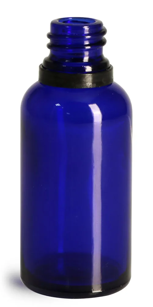 30 ml Glass Bottles, Cobalt Blue Glass Euro Dropper Bottles w/ Black Tamper Evident Bulb Droppers