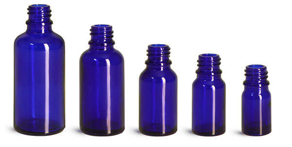 Cobalt Blue Glass Euro Dropper Bottles (Bulk), Caps NOT Included