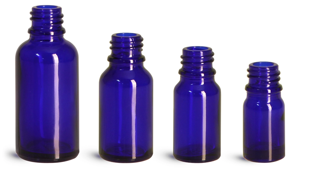 Cobalt Blue Glass Euro Dropper Bottles (Bulk), Caps NOT Included