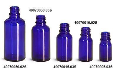 New Blue Glass Euro Dropper Bottles (Bulk)