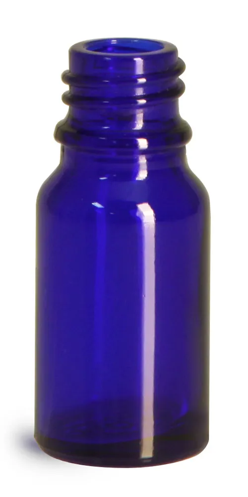 10 ml Glass Bottles, Cobalt Blue Glass Euro Dropper Bottles (Bulk), Caps NOT Included