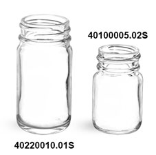 Glass Bottles, Clear Glass Pharmaceutical Round Bottles (Bulk), Caps NOT Included