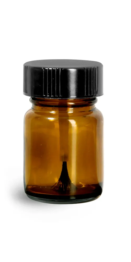 15 cc        Amber Glass Bottle w/ Black Brush Cap