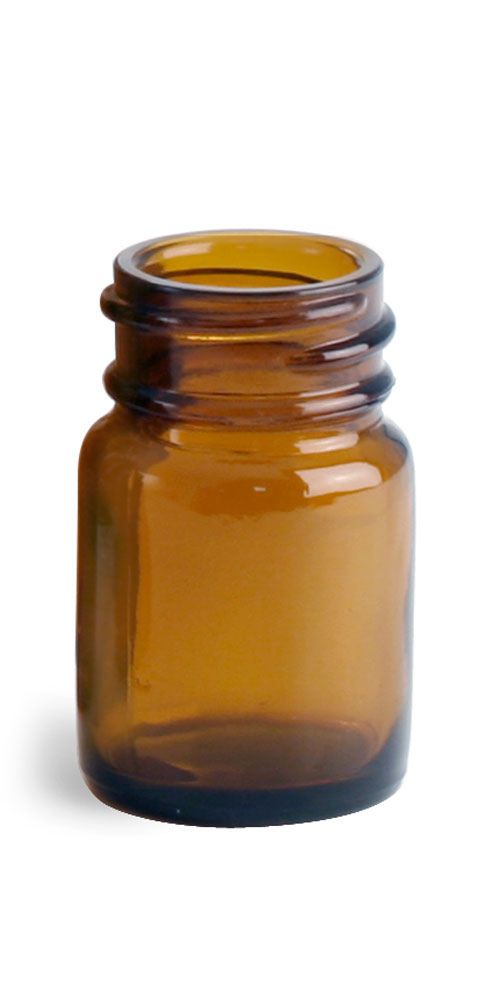 15 cc        Amber Glass Pharmaceutical Round Bottles (Bulk), Caps NOT Included