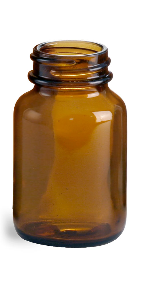 60 cc        Amber Glass Pharmaceutical Round Bottles (Bulk), Caps NOT Included