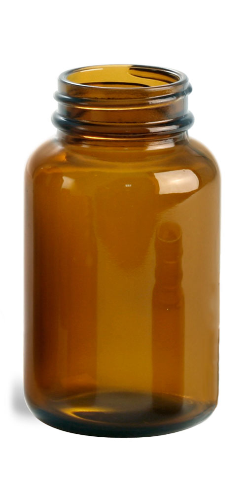 120 cc        Amber Glass Pharmaceutical Round Bottles (Bulk), Caps NOT Included