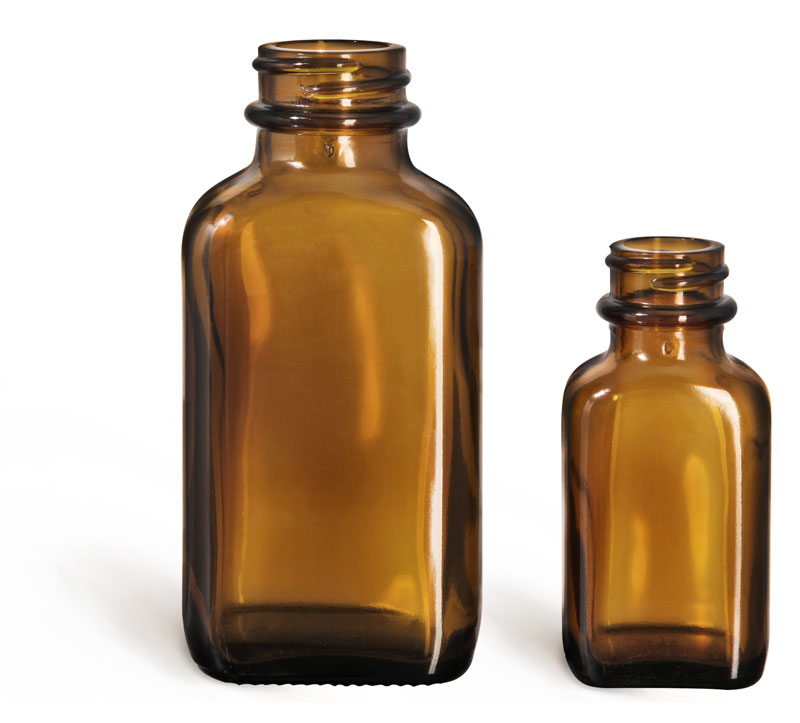 Glass Bottles, Glass Amber Oval Bottle (Bulk), Caps NOT Included