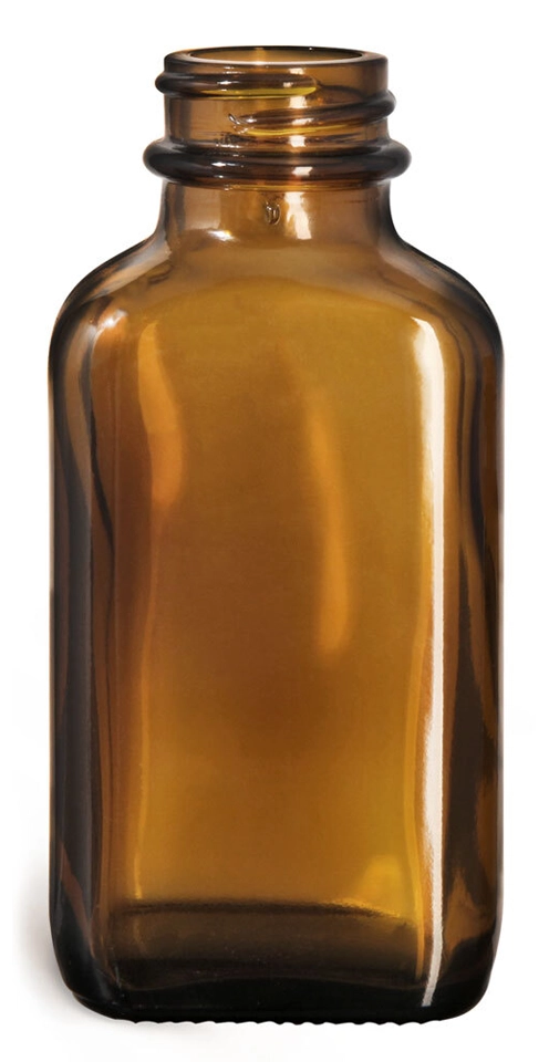 1 oz Glass Bottles, Glass Amber Blake Oblong Bottle, Bulk Caps (NOT) Included