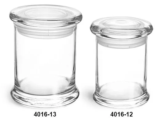 Clear Clear Glass Candle Jars w/ Glass Flat Pressed Lids