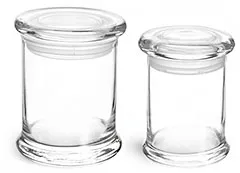 Clear Glass Jars, Glass Candle Jars w/ Glass Flat Pressed Lids