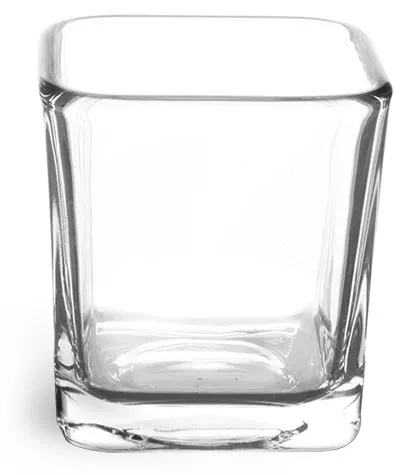 7.5 oz Clear Glass Square Candle Jars