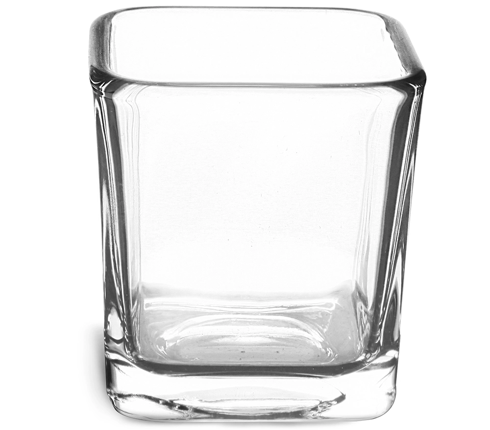 7.5 oz Clear Glass Square Candle Jars (Bulk), Caps Not Included