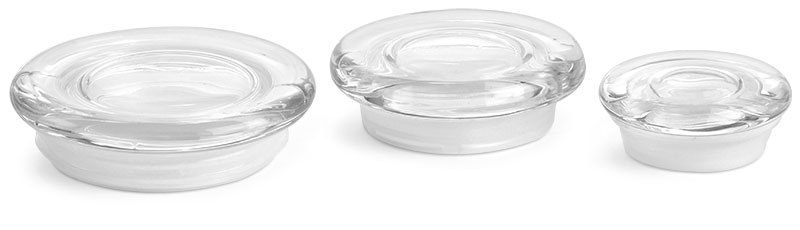 Clear Glass Flat Pressed Jar Lids w/ Fitments
