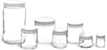 Clear Glass Jars w/ White Metal Plastisol Lined Caps