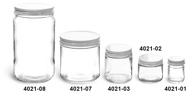 8oz Clear Glass Mason Jars (Silver Screw Top Cap) - 12/Case, Clear Type III 70-G450