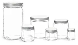 Clear Straight Sided Glass Jars w/ Lined Aluminum Caps