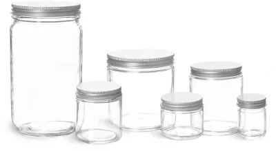 8 oz Eco Mason Tapered Glass Jar with White Lid