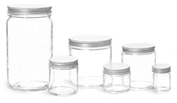 Clear Glass Jars, Clear Straight Sided Glass Jars w/ Lined Aluminum Caps