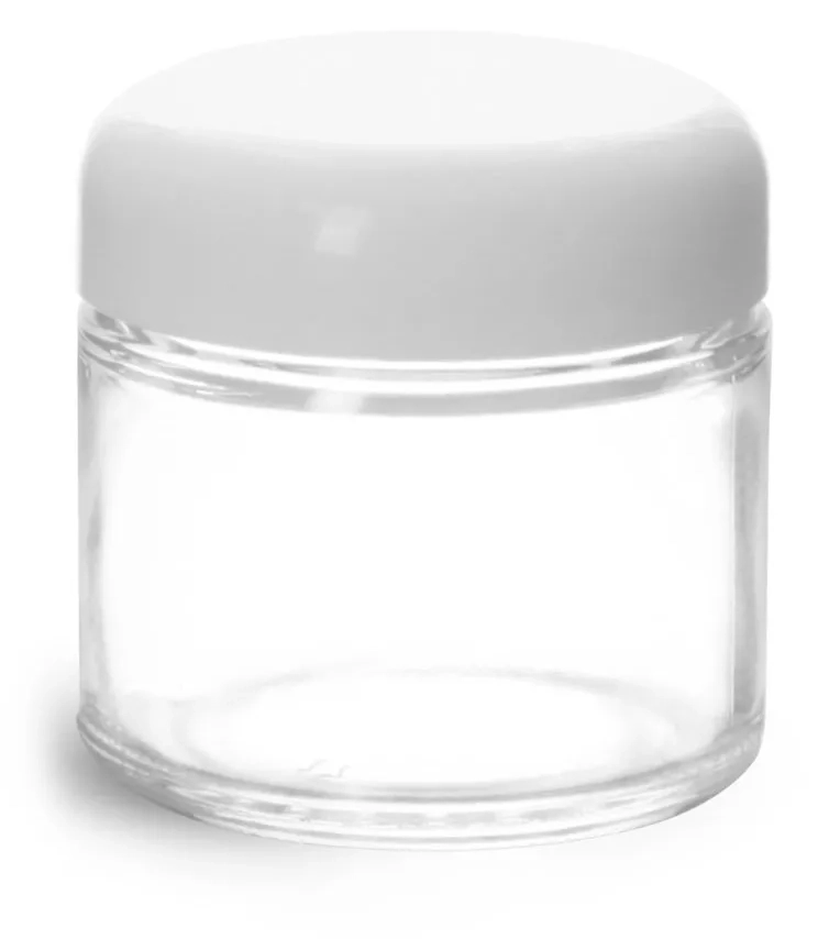 2 oz Clear Glass Jars w/ White Dome Caps